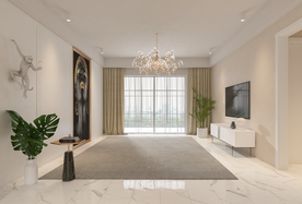 现代背景墙 客厅沙发空景摄影墙