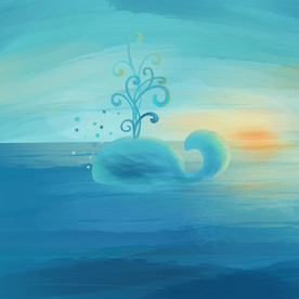 海上的鲸鱼插画