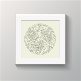 牡丹花纹雕刻装饰图案