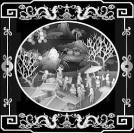 山水人物 龙灰度图