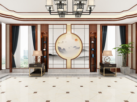 新中式背景墙 客厅沙发空间设计