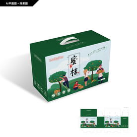 新鲜蜜桔包装 插画水果包装盒