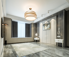 新中式背景墙 卧室靠床空间设计