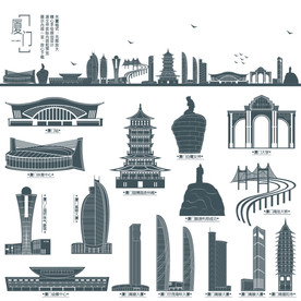 厦门地标建筑剪影