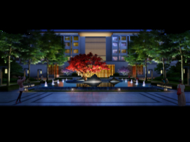会所酒店景观夜景效果图