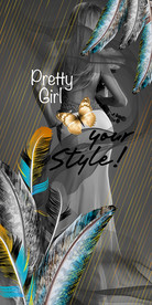 时尚美女蝴蝶羽毛装饰画玄关