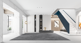 极简风现代客厅沙发背景墙