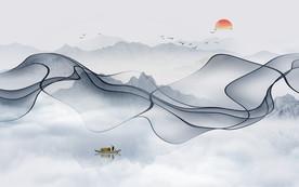 中式水墨山水画