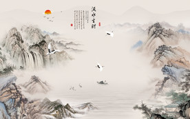 国画新中式山水图 TIF分层