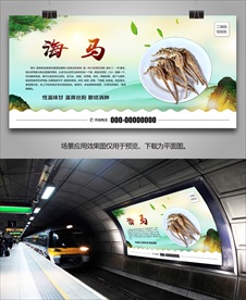 中药材海马海报灯箱展板挂画单页