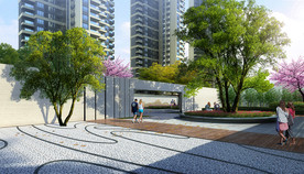 新中式小区 景观设计效果图