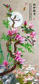 原创雅舍兰香玉兰花玄关背景墙