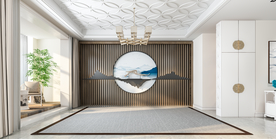 新中式背景墙客厅沙发背景摄影墙