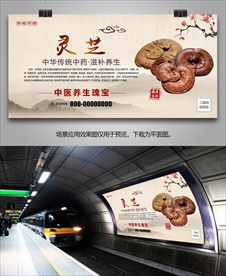 中药材灵芝海报灯箱展板展架挂画