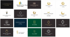 酒店 logo  羽毛 菱形