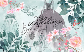 墨绿色个性英文婚纱工装背景墙