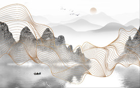 抽象线条山水