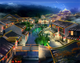 江南古镇夜市效果图