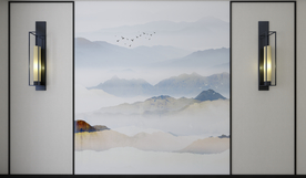 新中式背景墙  客厅沙发摄影墙