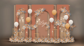 红橙色婚礼迎宾区