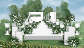 白色户外婚礼仪式区