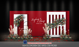 红白色婚礼迎宾区