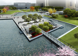 办公园区广场景观设计效果图