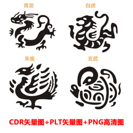 中式古典四大神兽矢量图