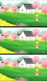 春天雨季乡村景色动态视频素材