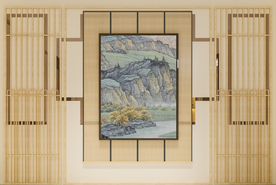 新中式背景墙 客厅沙发摄影墙