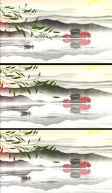 春天柳树水墨古风动态视频素材