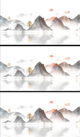 秋天飞鸟水墨古风动态视频素材