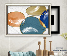 抽象几何图形大理石电表箱装饰画