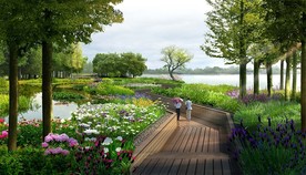 生态湿地 景观浮桥效果图