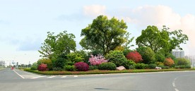 路口节点绿化效果图