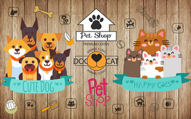 个性木板宠物店工装背景墙