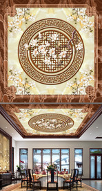 玉兰花庭院新中式吊顶