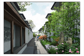 中式联排别墅效果图