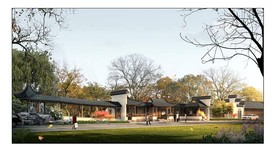 徽派院子连廊效果图