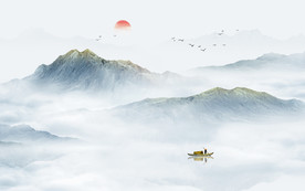 抽象水墨山水画