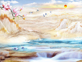 大理石山水背景墙