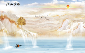 大理石山水背景墙