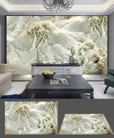 3D立体山水玉雕壁画电视背景墙