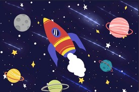 卡通 太空 火箭 星球