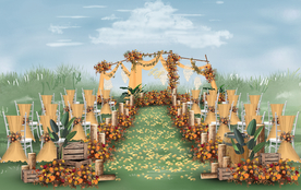 橙色系户外婚礼仪式区