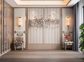 新中式卧室靠床背景墙