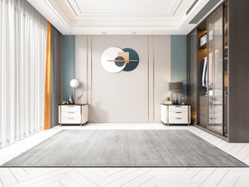 新中式卧室家具床背景墙