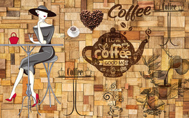 个性木板墙咖啡馆工装背景墙