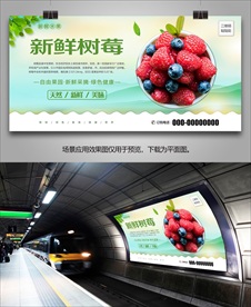 新鲜树苺展板灯箱海报展架单页