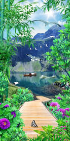 清新竹林小路过道3D玄关